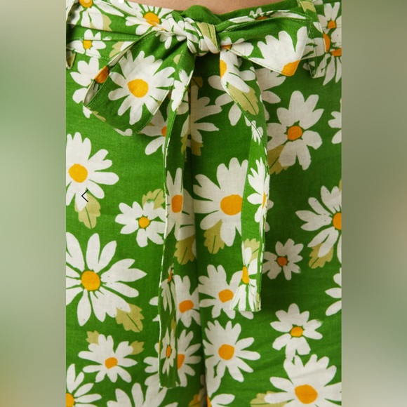 Linen daisy culottes- bright beautiful pants for the office or a day out! NWT - Picture 5 of 9